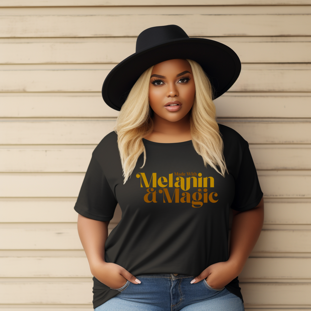 Melanin and Magic Brown Logo T-shirt